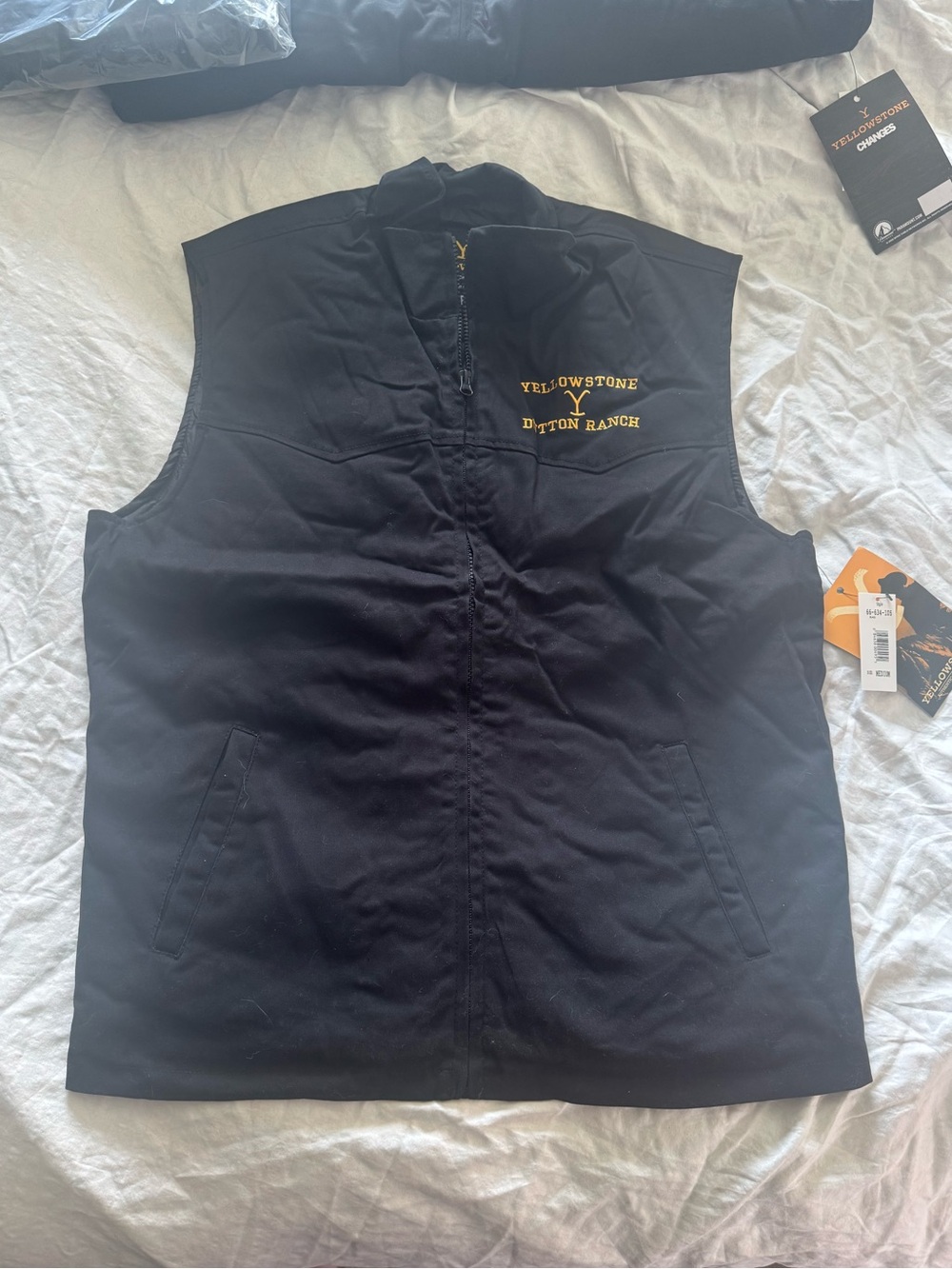 New Mens Medium Black Lined Vest Jacket Yellowstone Dutton Ranch TV Show Size M